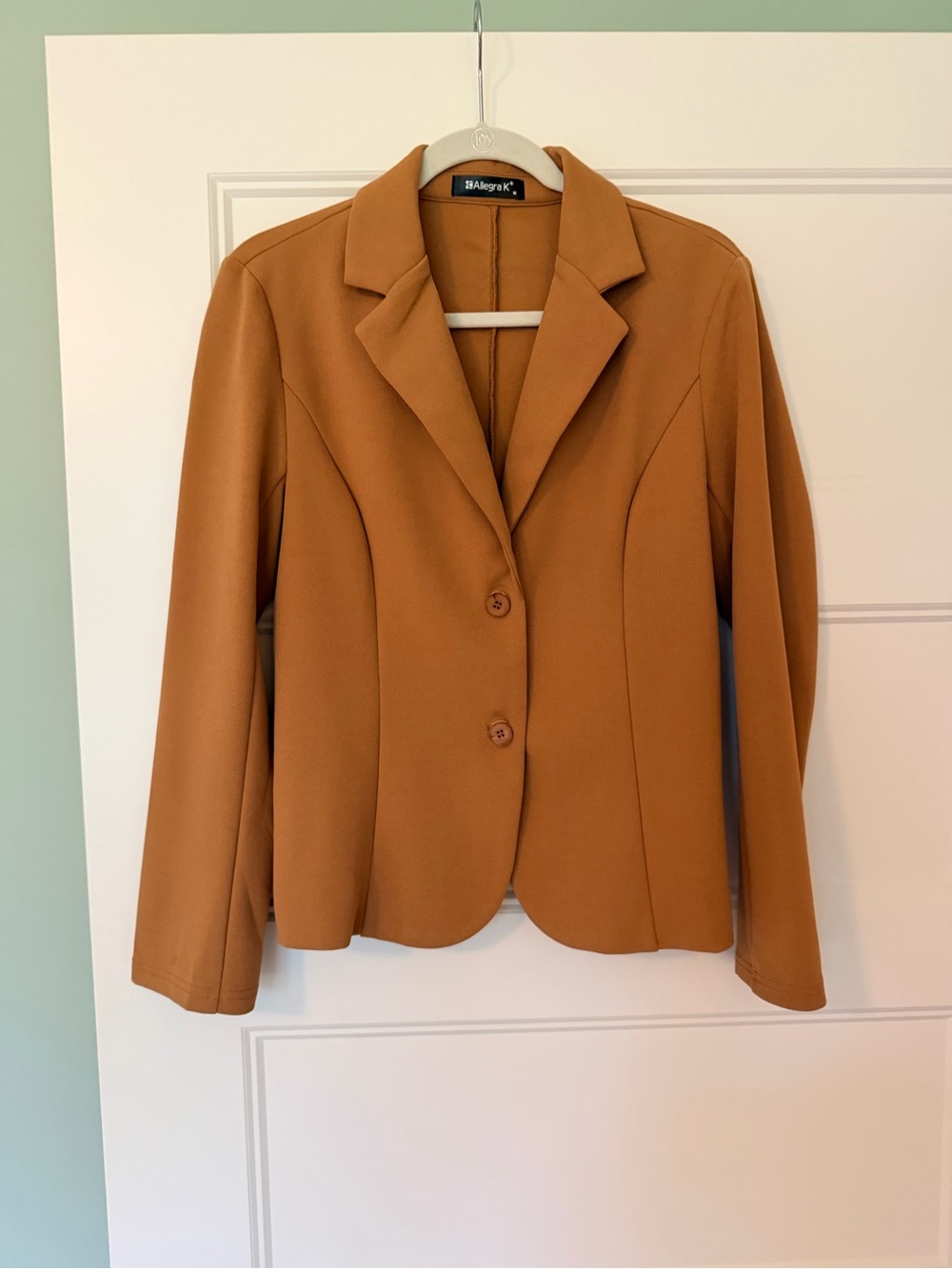 Allegra K Women's Caramel Tan Blazer - Two-Button Notch Lapel